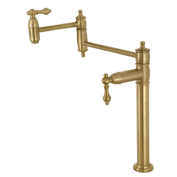 Deck Mount Pot Filler, Brushed Brass